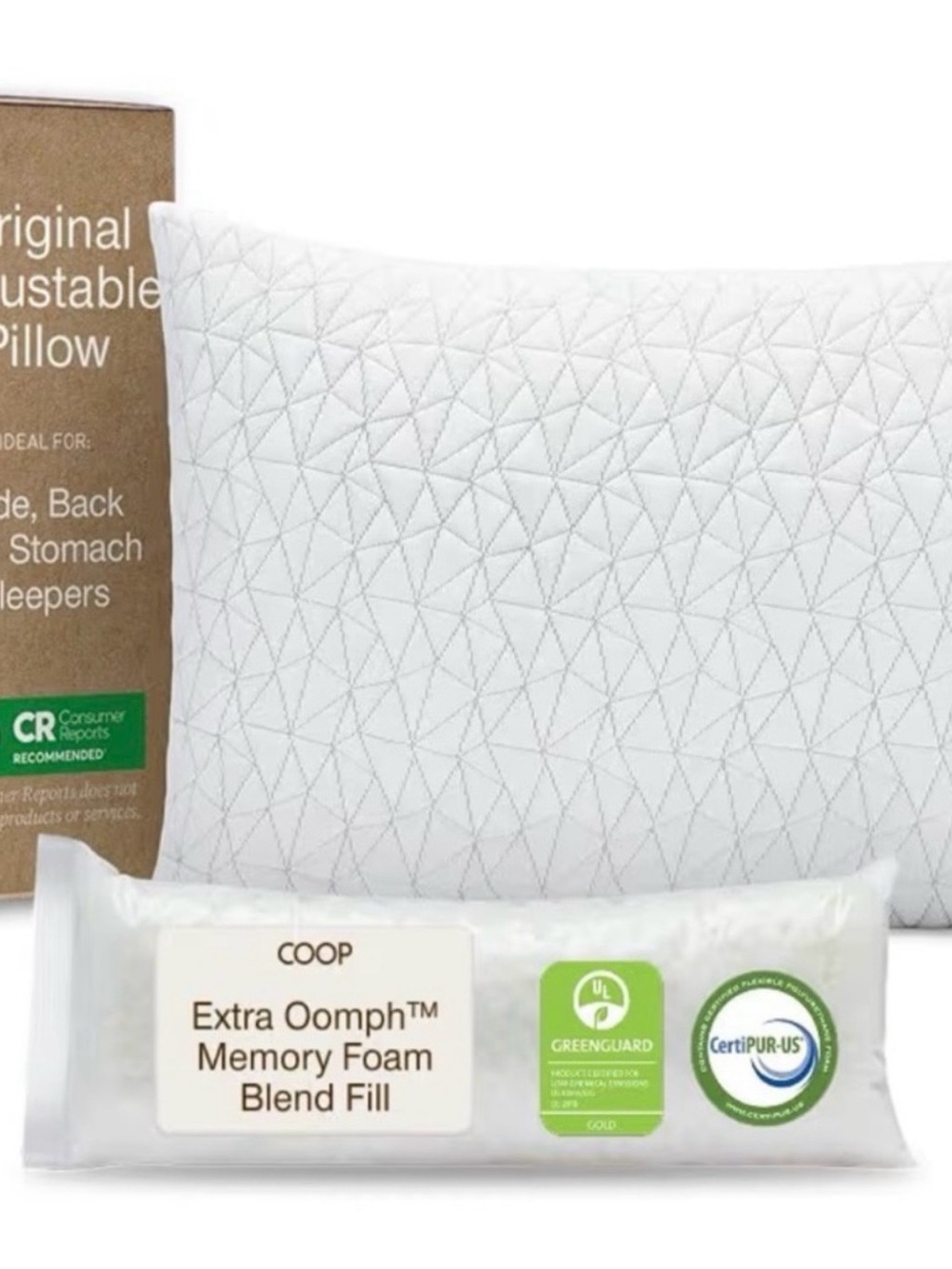 COOP Sleep Goods NEW Queen Adjustable Pillow